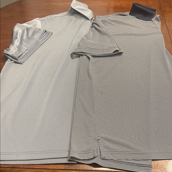 Roundtree & Yorke Men's Polo Shirts in Light Blue and Navy Stripes - Picture 1 of 7